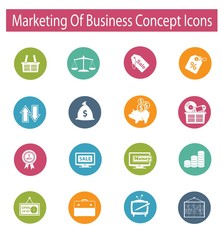 Marketing of business concept icons