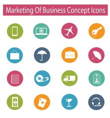 Marketing of business concept icons