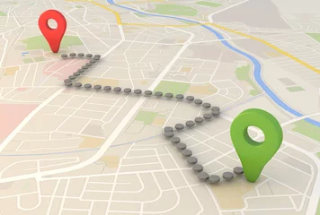 Fotobehang city map with Pin Pointers 3d rendering image © style67