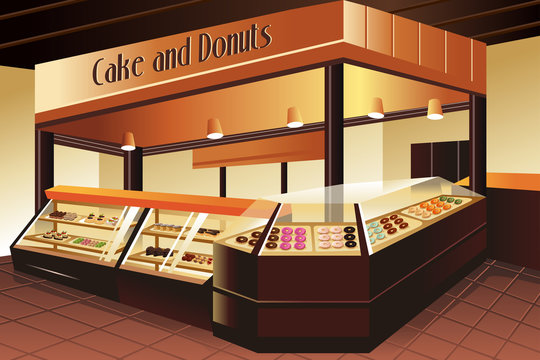 Grocery store: cake and donuts section
