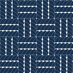Navy blue rope lattice geometric seamless pattern, vector