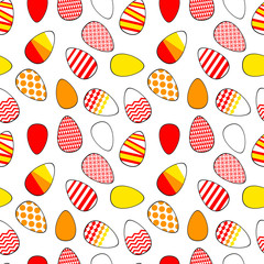 Colorful red yellow white modern easter eggs seamless pattern