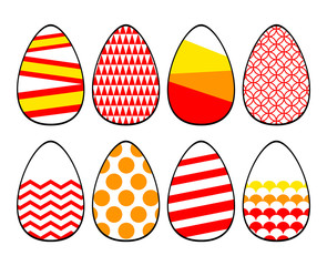 Colorful red yellow white modern easter eggs collection