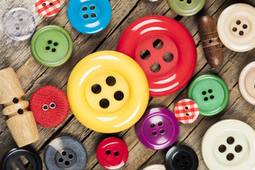 Set of colored sewing buttons
