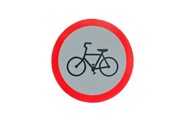 Bicycle lane sign on white