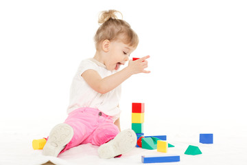 Little child with educational toys.