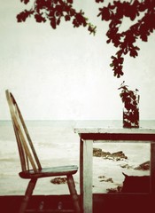 vintage chair at tha sea 