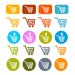 Shopping Cart, Basket, Web Symbols, Icons Set
