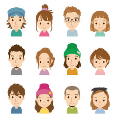 顔　セット　若者男女