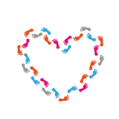 Footprint Colored Track Heart