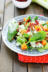 vitamin salad with pumpkin and spinach
