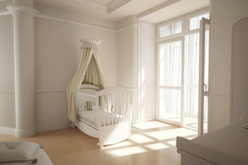 Kinderzimmer mit Wiege für Baby