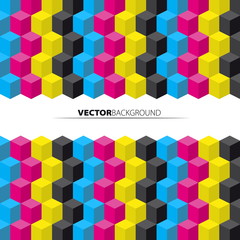 Cubes background - vector illustration - Cyan, magenta, yellow,