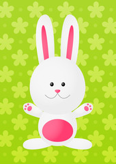 Easter rabbit on green background