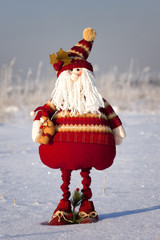 Santa Claus in nature in winter