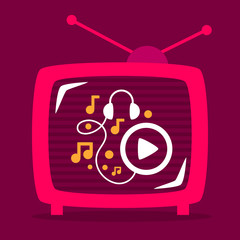 retro television shows on the screen music icons