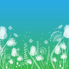 Naklejka na ściany i meble flowers and butterflies. natural background.floral design.vector