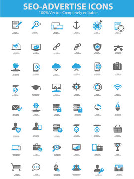 Seo - Advertise Icons,Blue version