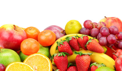 fresh fruits on white