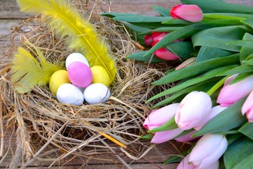 Tulpenstrauß mit Osternest