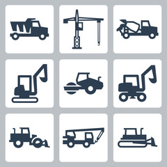 Vector construction equipment icons set