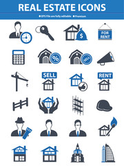 Fototapeta premium Real estate icons,Blue version