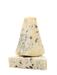 Slice of dor blue cheese.