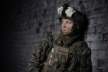 Dramatic portrait of a U.S. marine.