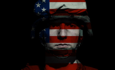 Marine U.S. Army in sorrow. Men's tears.