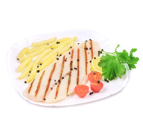 Grilled pangasius steak with spices