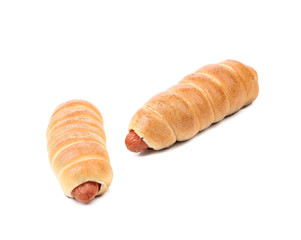 Two hot dog baked.