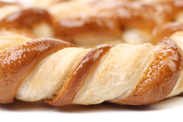 Knot-shaped biscuits on a white background