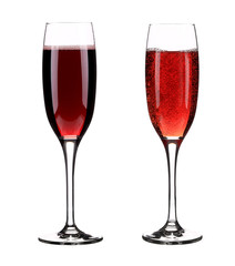 Two glasses of red champagne.