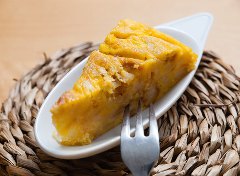 Portion of Spanish omelette