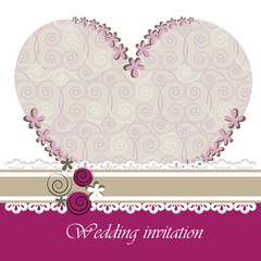 Wedding invitation card with floral elements.