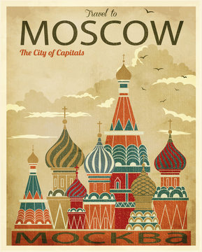 Vintage Travel to Moscow Poster