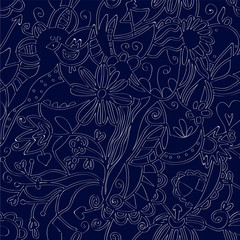 Floral seamless pattern linework ethnic design