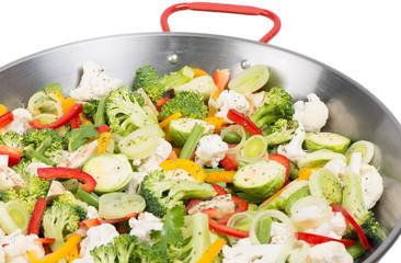 vegetables in a big  pan
