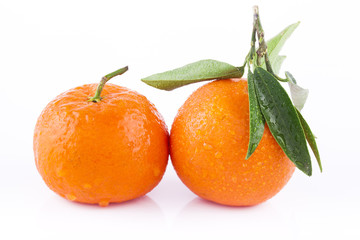 Tangerine on white background