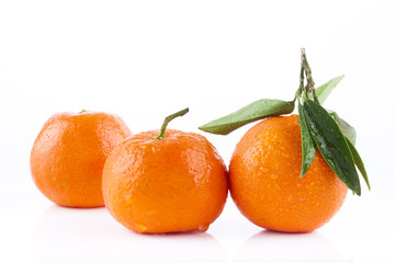 Tangerine on white background