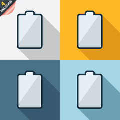 Battery empty sign icon. Low electricity symbol