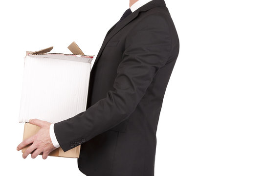 Man Holding Boxes In Moving On White Background