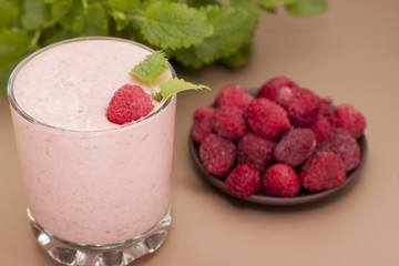 Cocktail of frozen raspberry  with yogurt .