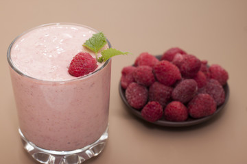 Cocktail of frozen raspberry  with yogurt .