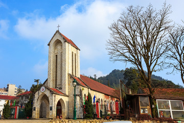 Sapa church under blue sky