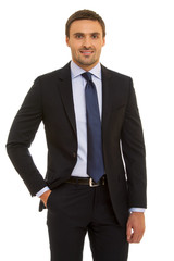 successful businessman. Man in suit and tie. Isolated on white