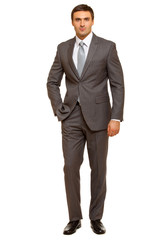 successful businessman. Man in suit and tie. Isolated on white