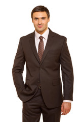 successful businessman. Man in suit and tie. Isolated on white