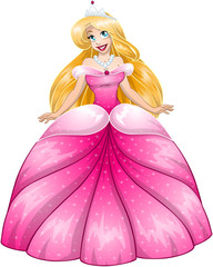 Blond Princess In Pink Dress - 62225470