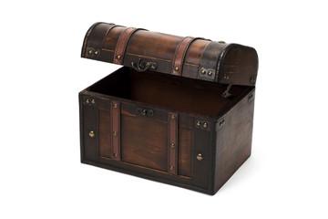 白背景に木製の宝箱